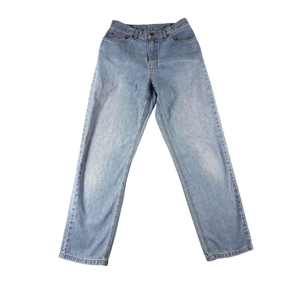 LL Bean High Waisted Straight Leg Light Wash Denim Jeans Blue 28x30